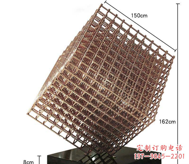 北京玫瑰金色几何雕塑