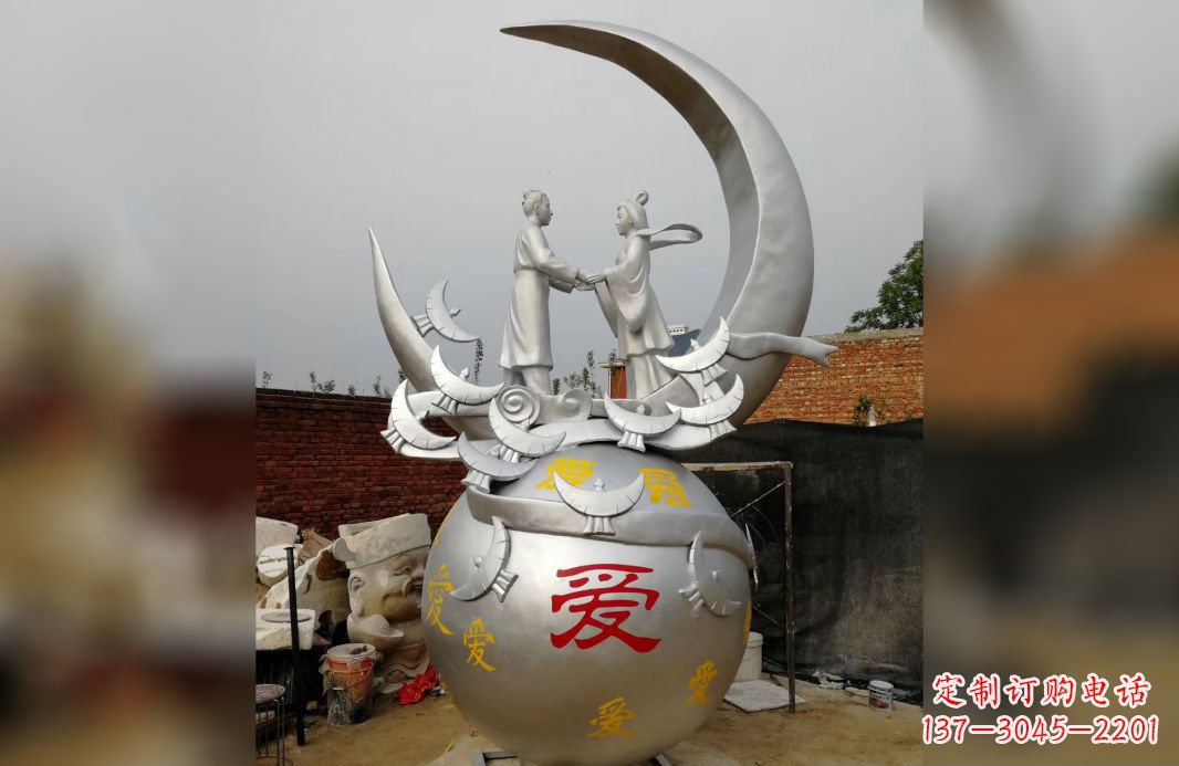 北京不锈钢牛郎织女雕塑爱情永存