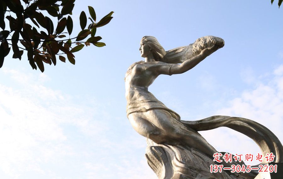北京女娲传承中华神话的不锈钢雕塑