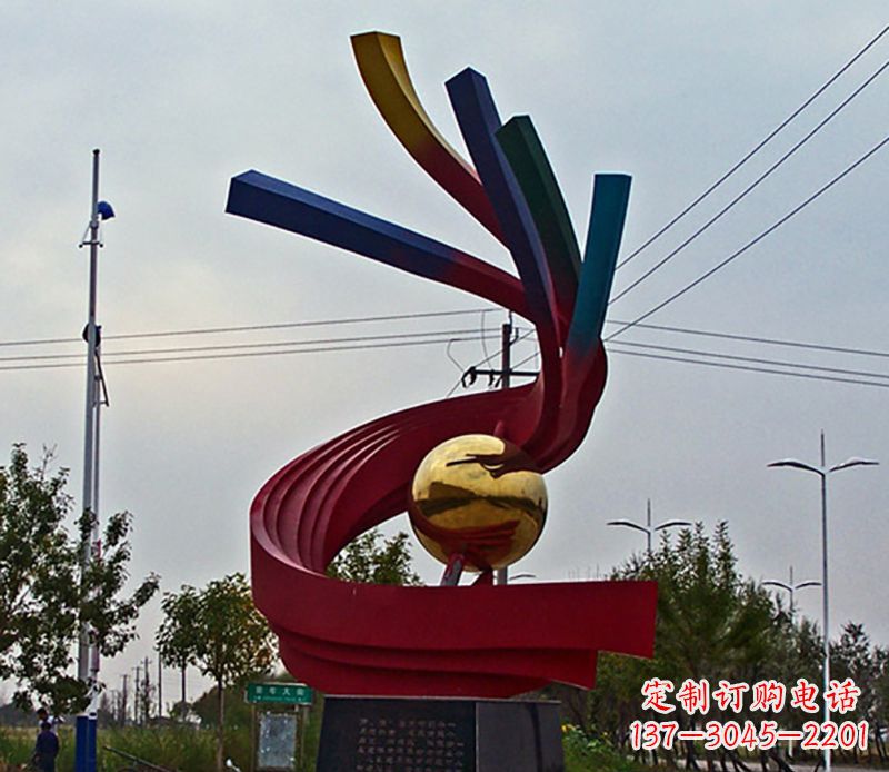 北京不锈钢飘带雕塑艺术与自然的完美结合