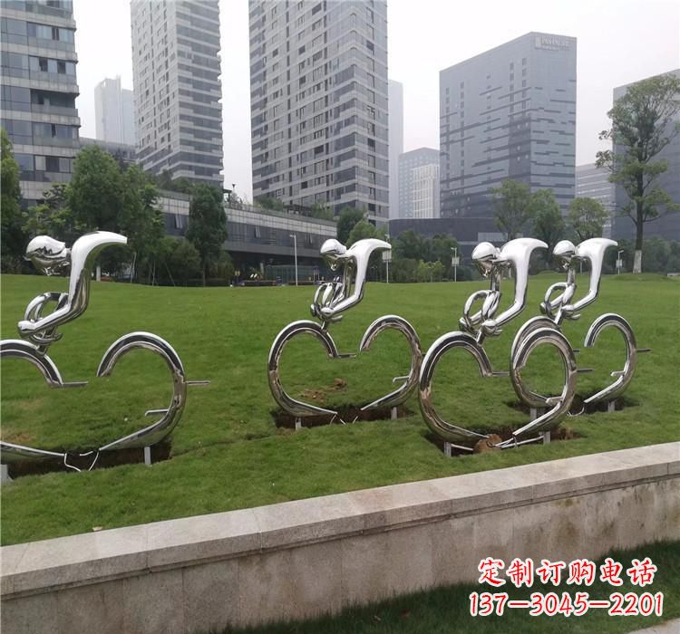 北京不锈钢自行车雕塑美丽的艺术绽放