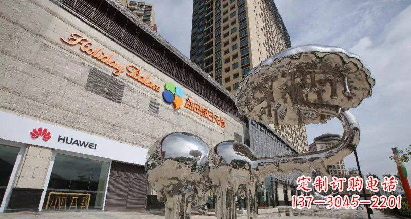 北京不锈钢门前的大象雕塑