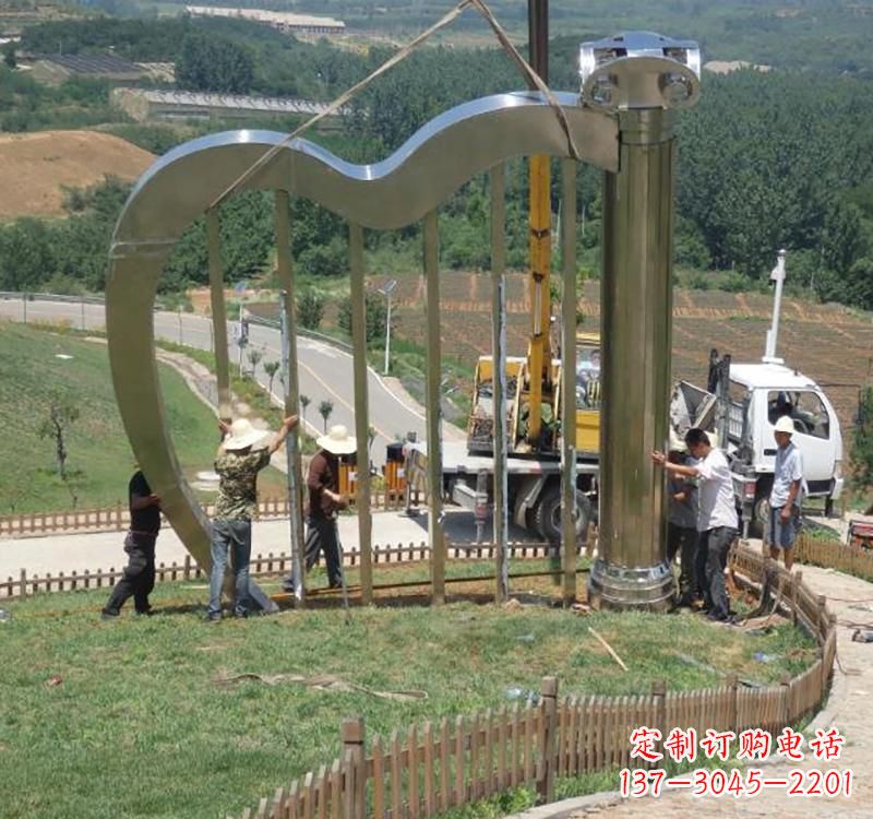 北京音乐美学不锈钢竖琴雕塑