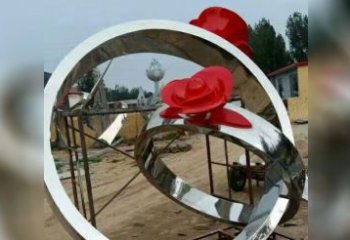 北京不锈钢玫瑰花戒指雕塑