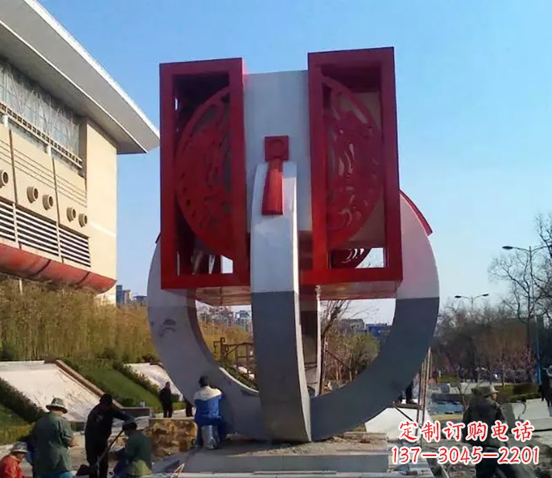 北京不锈钢圆环雕塑象征着永恒的美