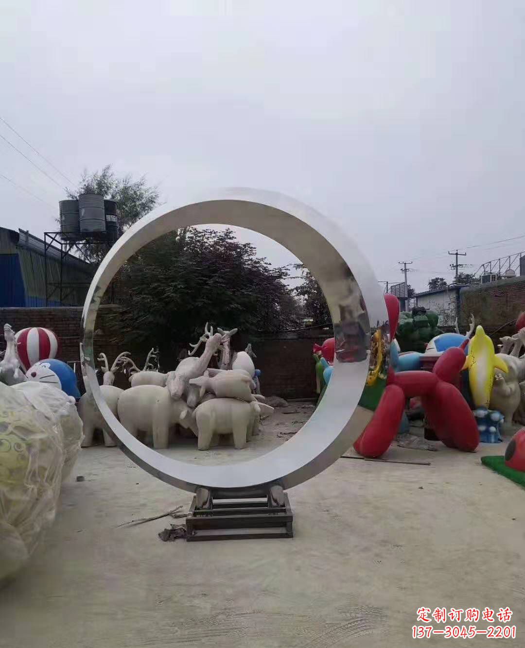 北京不锈钢圆环雕塑，点缀环境美景