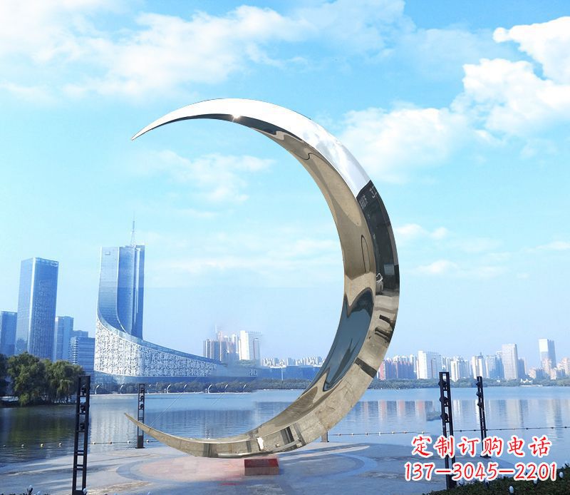 北京不锈钢月亮雕塑象征着美丽的月亮