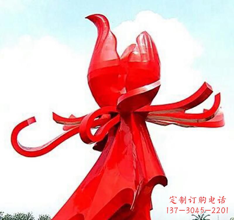 北京不锈钢玫瑰雕塑,传递爱与和平