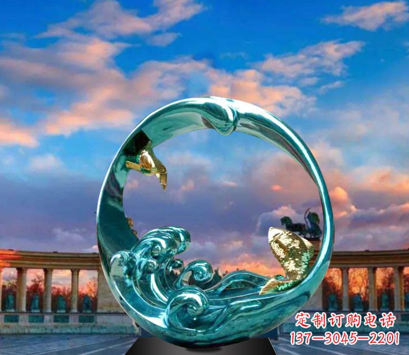 北京城市不锈钢彩银圆环景观雕塑