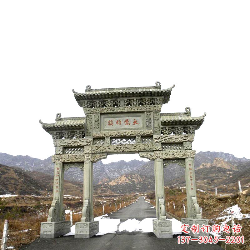 北京三门石牌坊雕塑——古韵依旧
