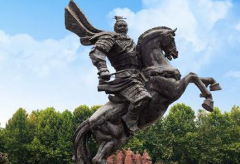北京曹操骑马铜雕塑象征勇猛、英雄气概