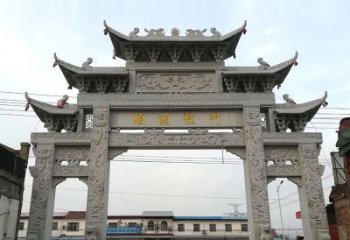 北京以城市街道为主题的仿古石雕牌楼