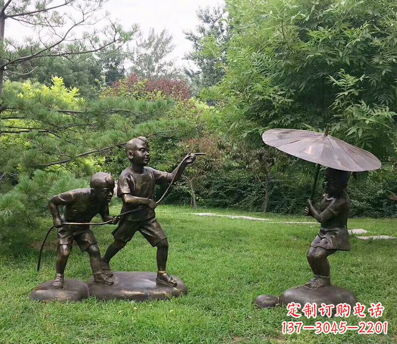 北京纪念儿童的美好时光——铜雕塑