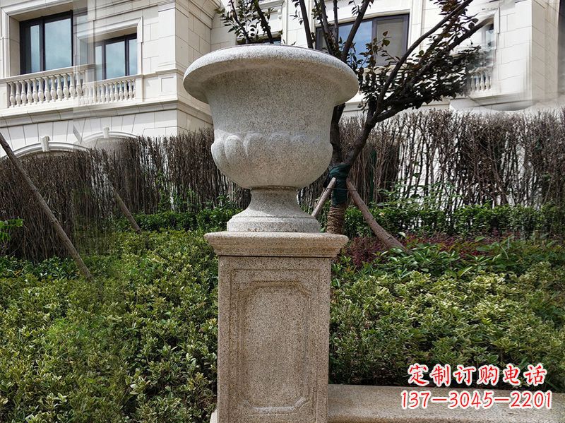 北京大理石花钵小区花盆石雕艺术品