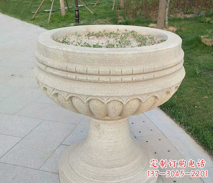 北京大理石花盆石雕