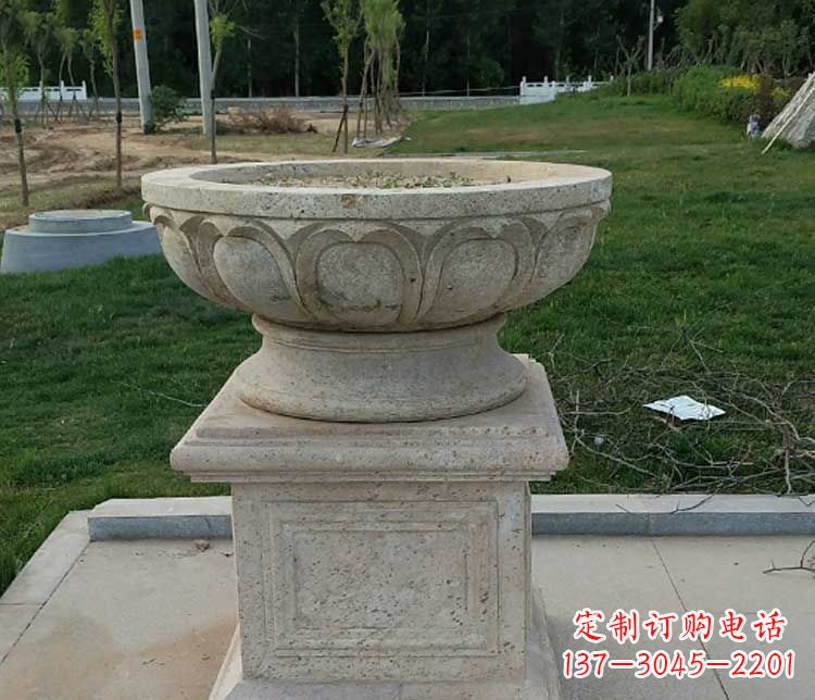 北京大理石花盆石雕