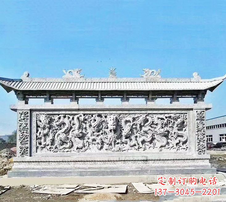 北京精美大理石九龙壁雕塑