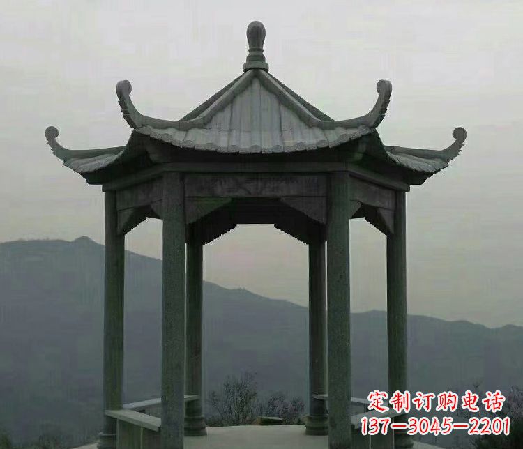 北京考究工艺,奢华大理石六角凉亭雕塑