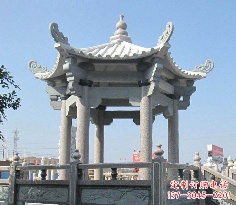 北京大理石六角凉亭石雕,为您的家园带来浪漫情怀