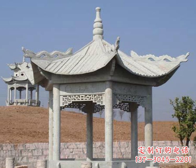 北京精美大理石六角凉亭石雕