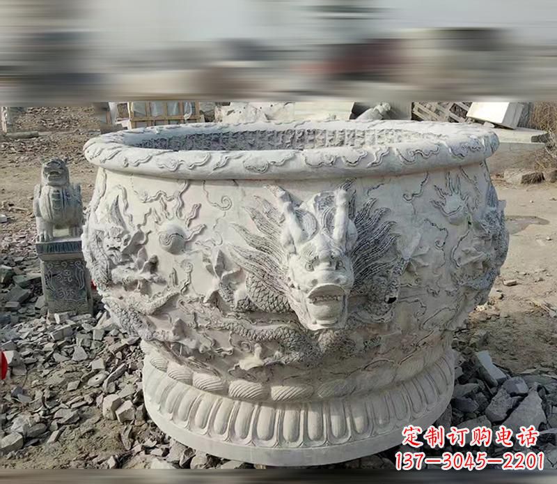 北京大理石龙浮雕水缸精美精致,让您的家居生活更加有意义