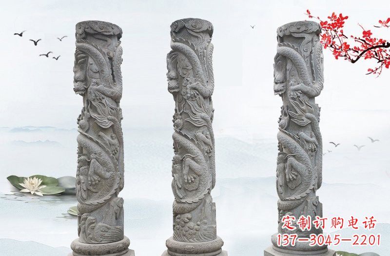 北京精美大理石龙柱雕塑