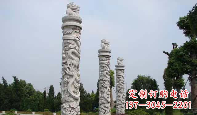 北京精美大理石龙柱雕塑