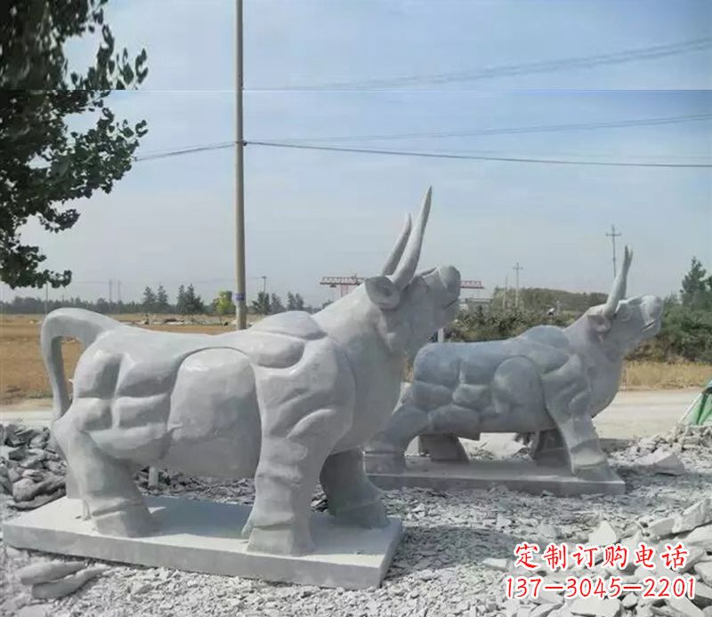 北京大理石多角度牛雕塑
