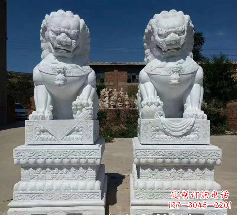 北京大理石狮子石雕,雕塑定制精美狮子