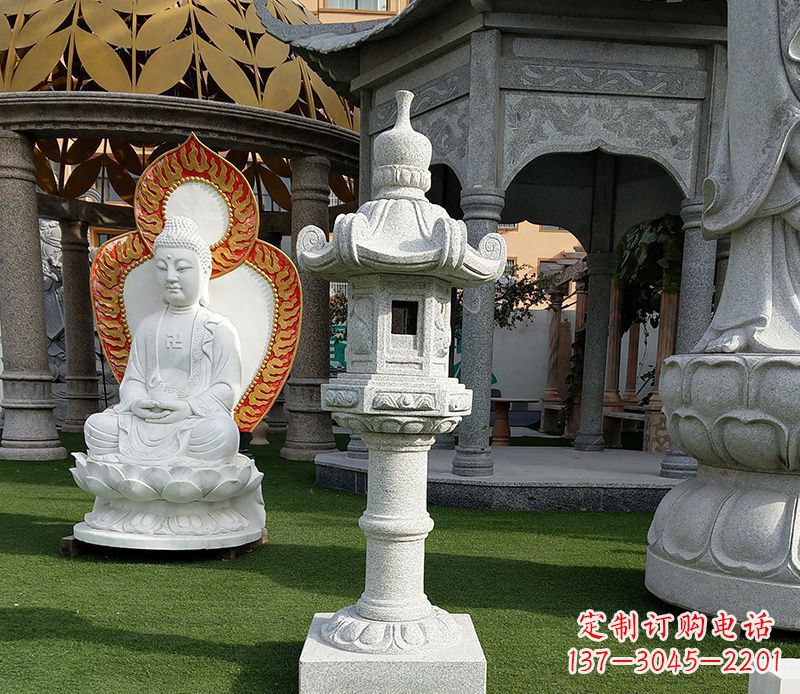 北京独特的大理石石灯笼寺庙石雕