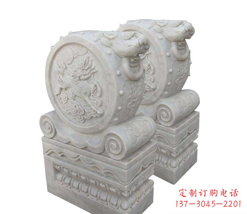 北京大理石狮子头门墩雕塑