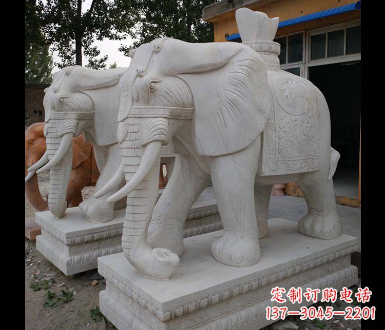 北京大理石大象雕塑,招财进宝