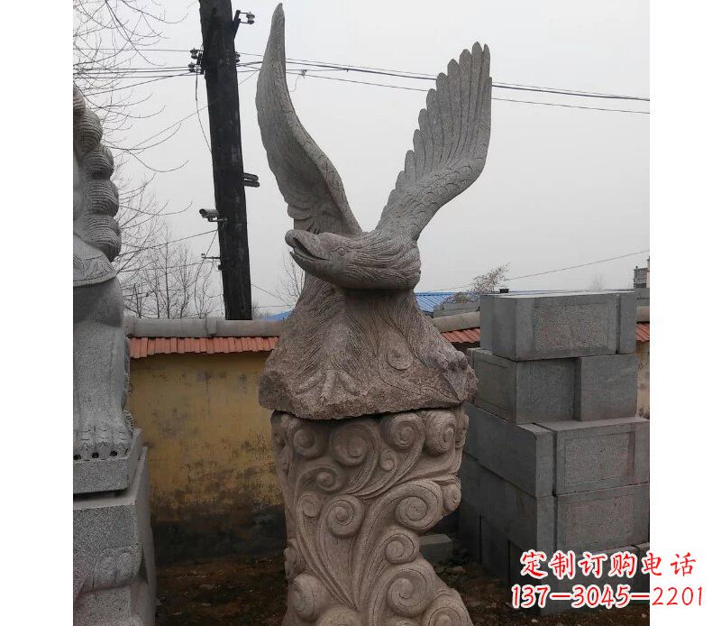 北京绚丽振翅的大理石雄鹰雕塑