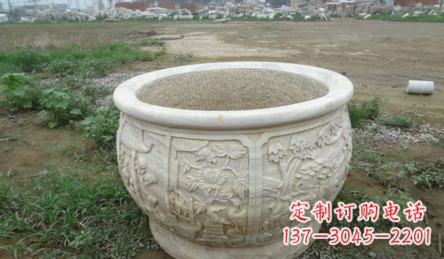 北京大理石鸳鸯花盆雕塑