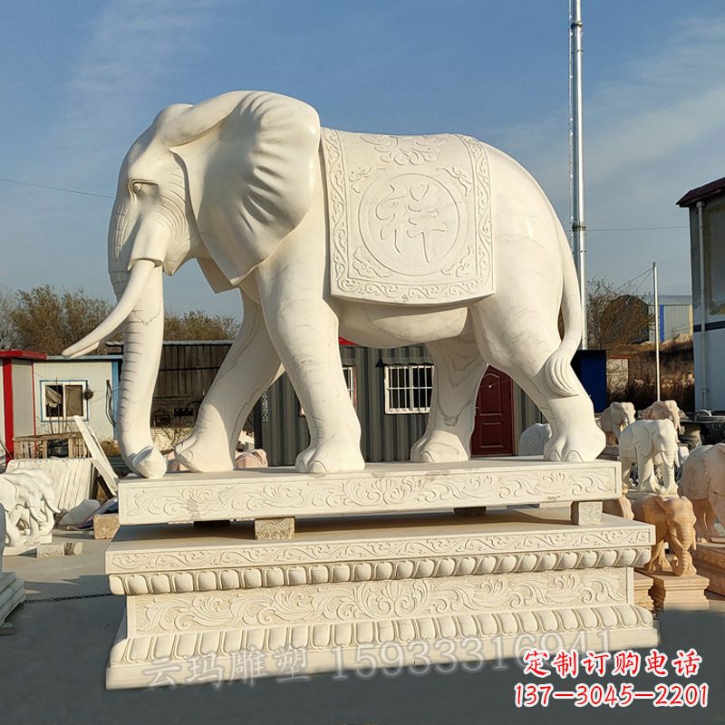 北京精致大象石雕雕塑