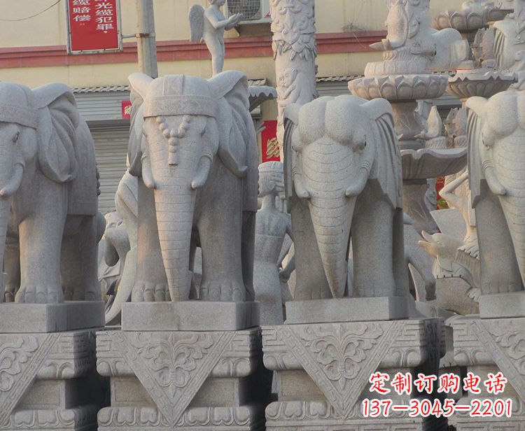 北京大象石柱雕塑