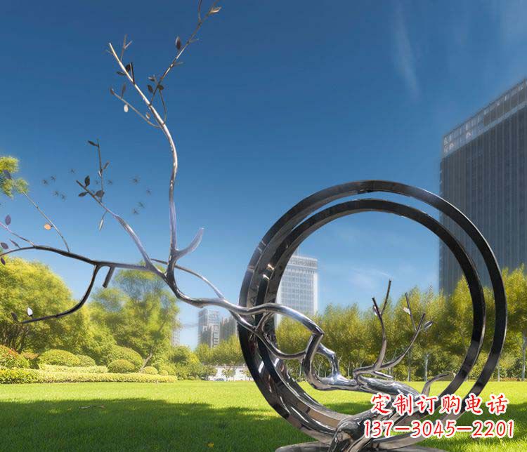 北京大型不锈钢圆环景观雕塑