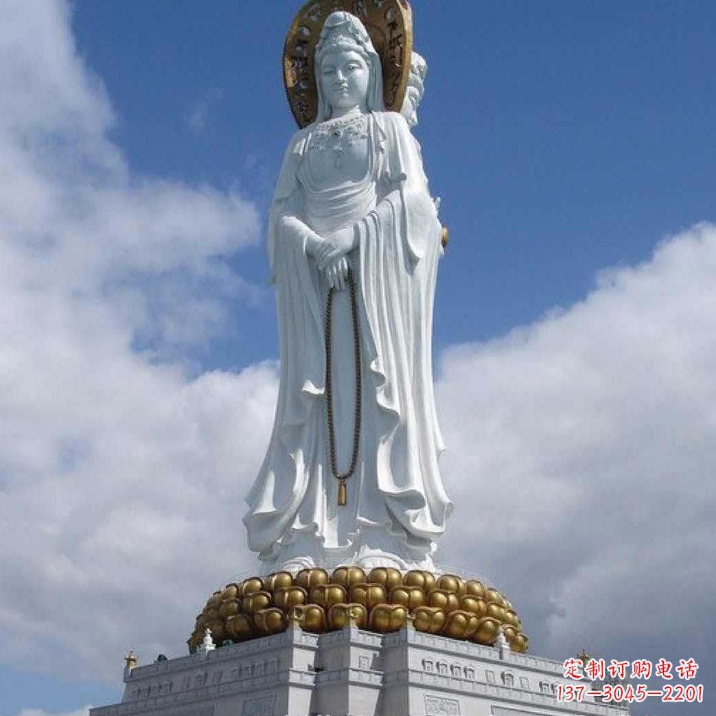 北京大型三面观音菩萨石雕