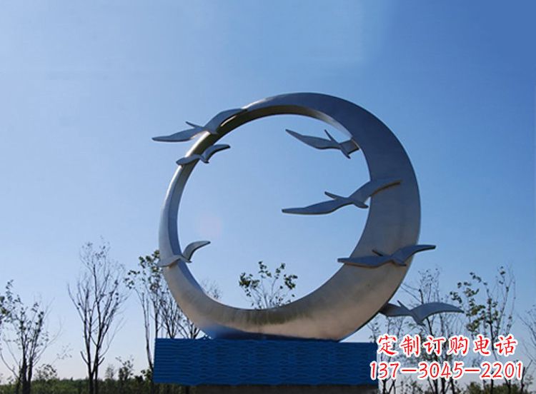 北京大雁不锈钢景观标识,公园鸟类创意雕塑
