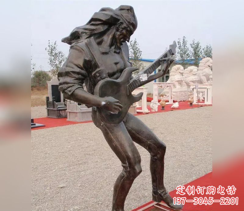 北京弹吉他广场小品人物铜雕