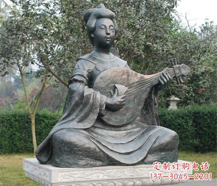 北京弹琵琶的乐妓古代人物铜雕