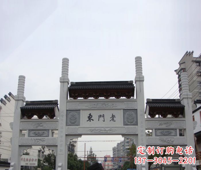 北京精美三门石牌坊雕塑