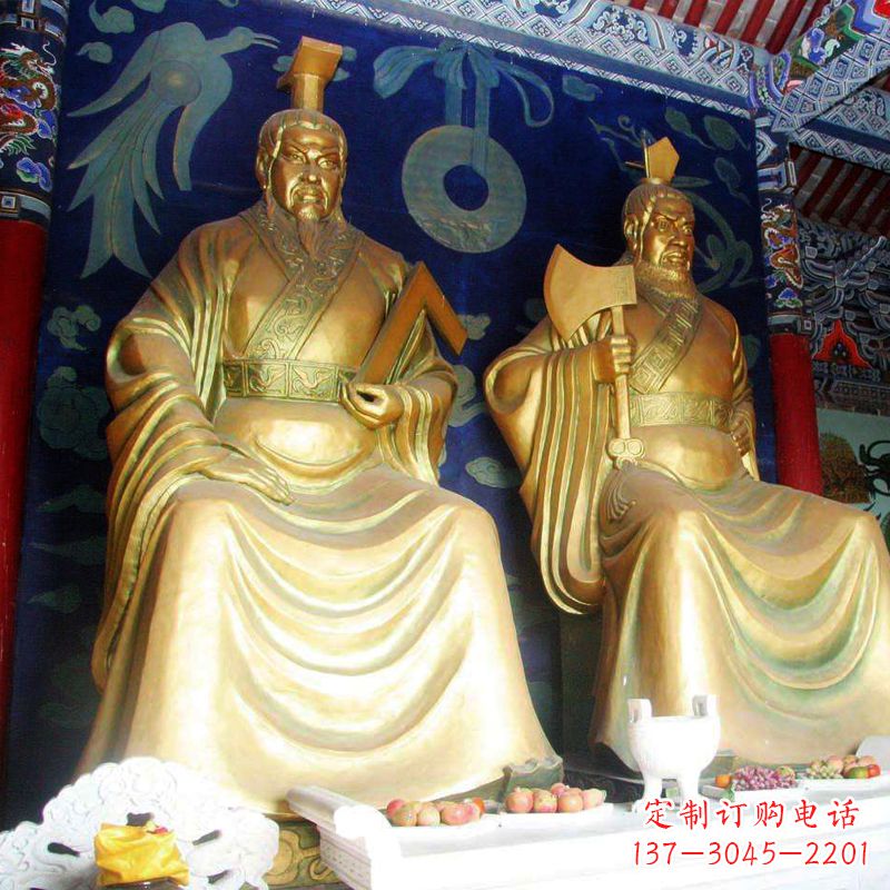 北京帝喾与颛顼寺庙铜雕神像