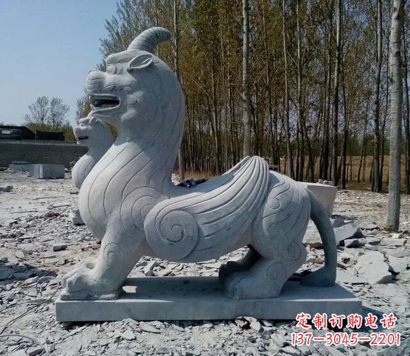 北京独角兽雕塑,神兽石雕带你穿越回古老神话中