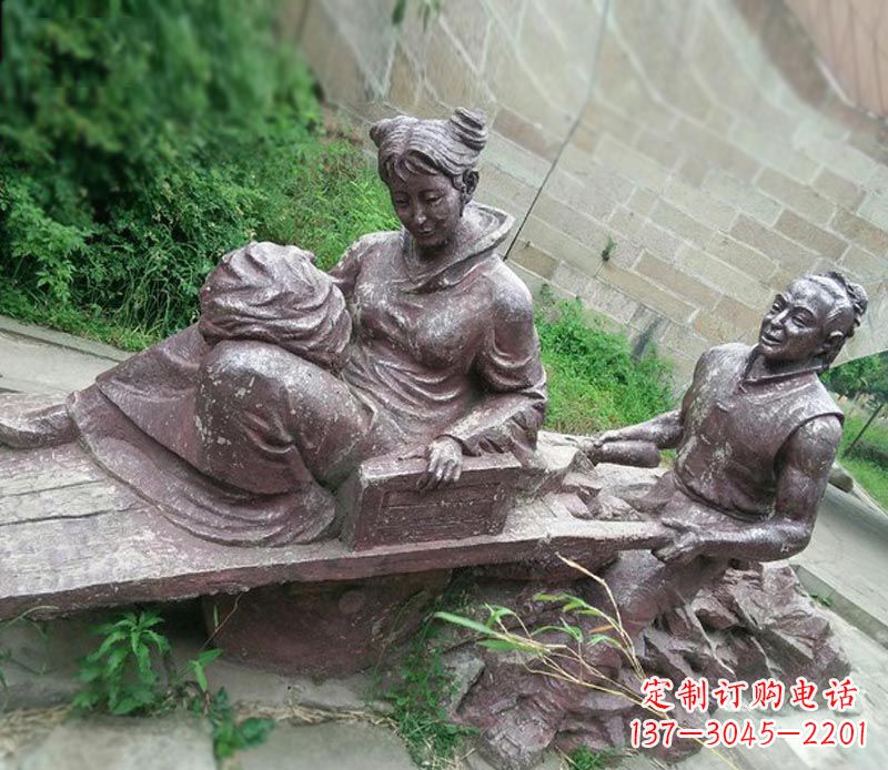 北京传统风格高雅的独轮车铜雕