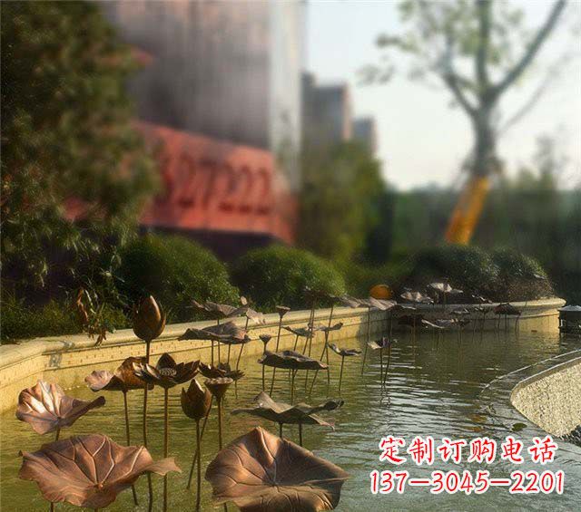 北京荷叶风情传承——锻铜荷花荷叶小区景观雕塑