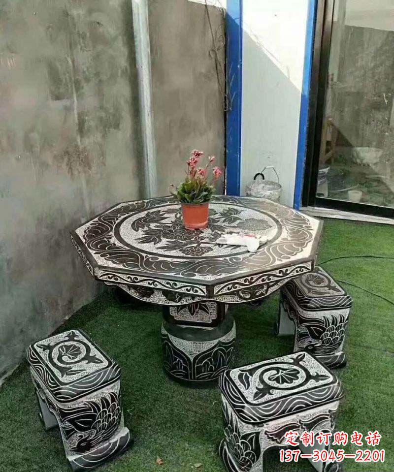 北京多边形石头桌凳雕塑