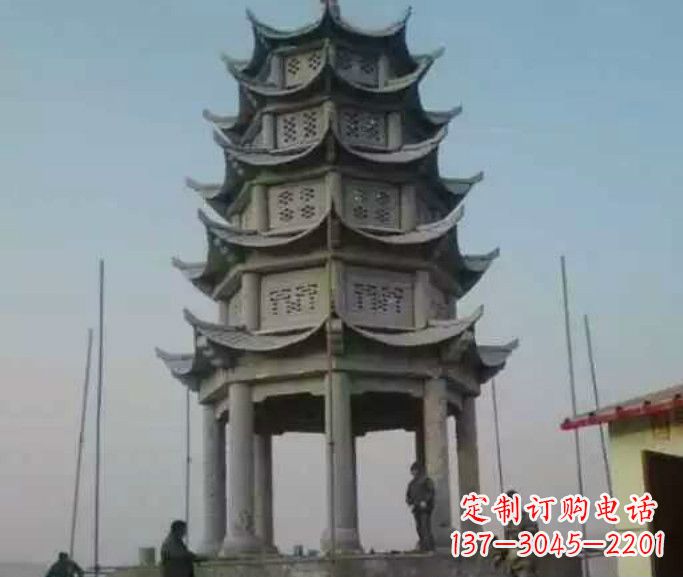 北京精美绝伦的多层凉亭石雕