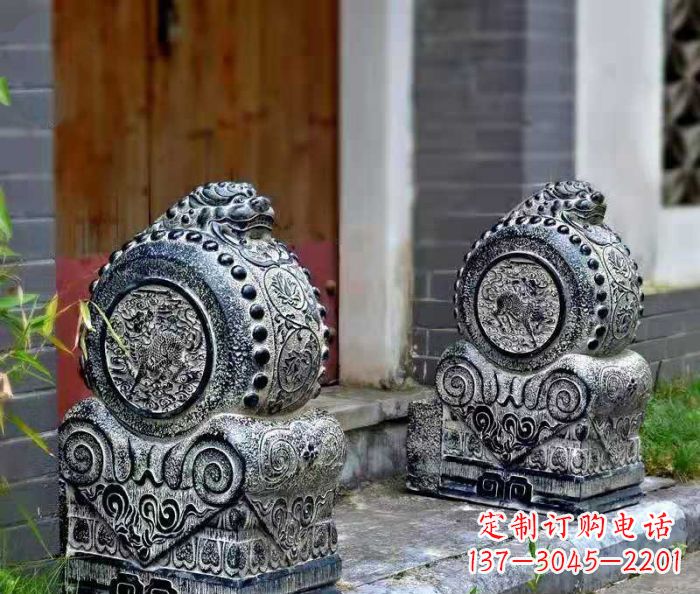 北京精美仿古抱鼓石门墩雕塑