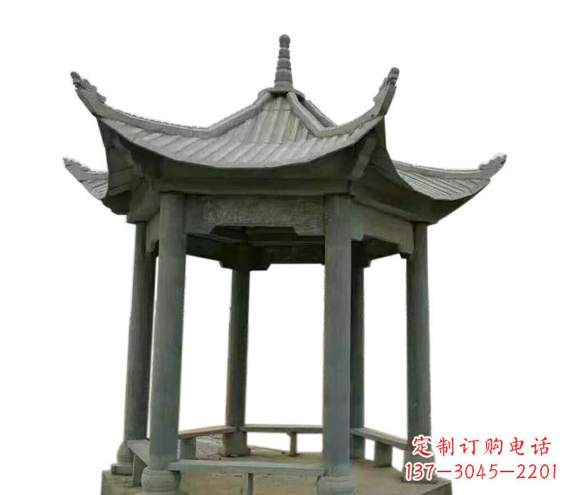 北京仿古六角凉亭石雕 (2)